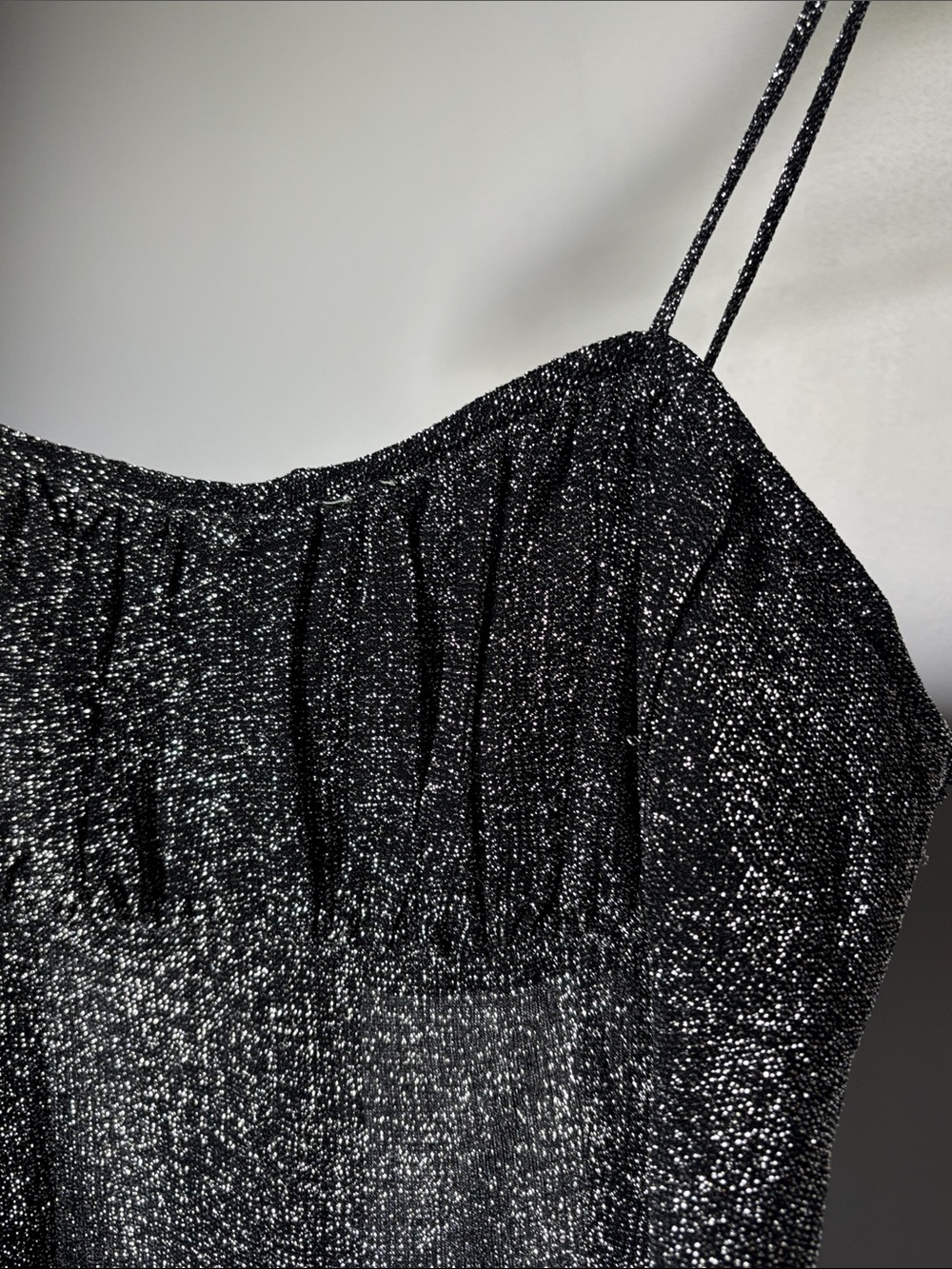 Vintage Jumpsuit Size 6 Black Foil Spaghetti Strap Wide Leg 🖤